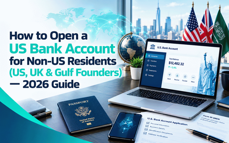 International entrepreneur reviewing US business bank account documents